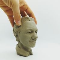 Julian Assange, Wikileaks, Artists for Assange, Portrait, clay, Keramik, ceramics, figurative ceramic sculpture
